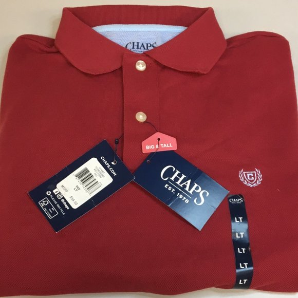 MENs Golf Polo Shirts Chaps Red (LT) 100% Cotton NWT MSRP $54 MINT CONDITION - Picture 3 of 15